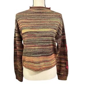 The Upside | Women's Multicolor Rolled Neck Horizontal Stripe Sweater Sz XXS/XS